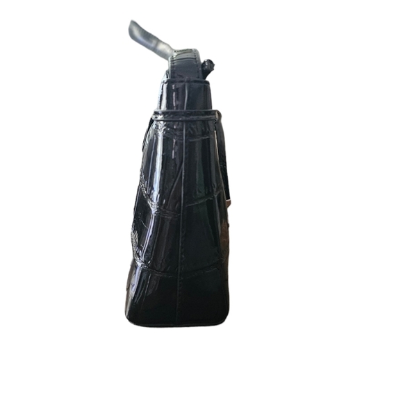 Caide Deor black patent leather croco embossed hand sholder bag. NEW - Picture 4 of 7